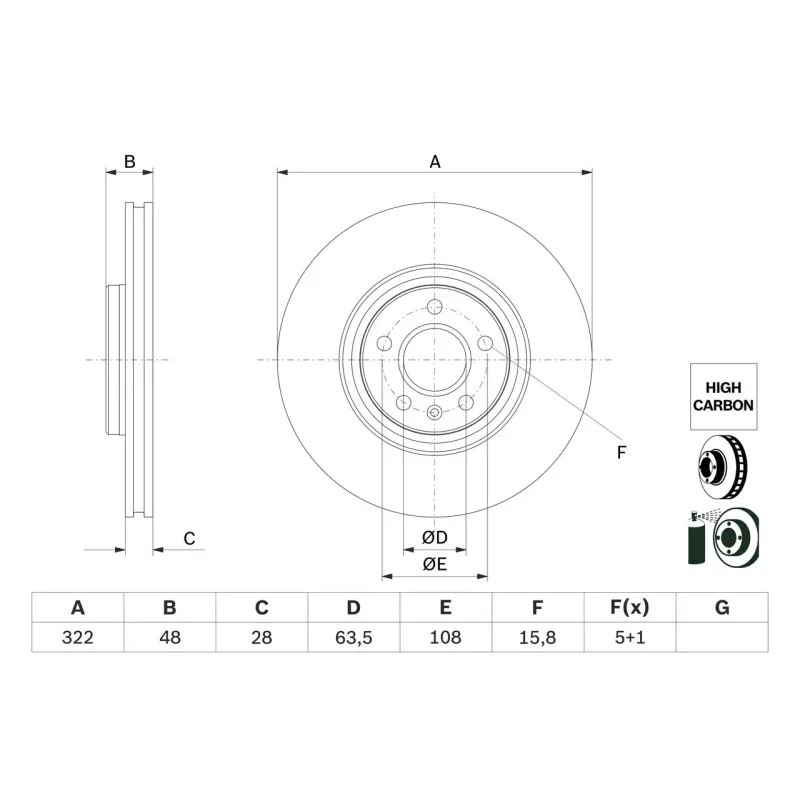 BOSCH 0986479F90 Disco de freno (Unidad)
