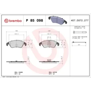 BREMBO P85098 Juego de pastillas de freno