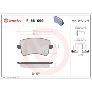 BREMBO P85099 Juego de pastillas de freno