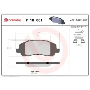 BREMBO P18001 Juego de pastillas de freno