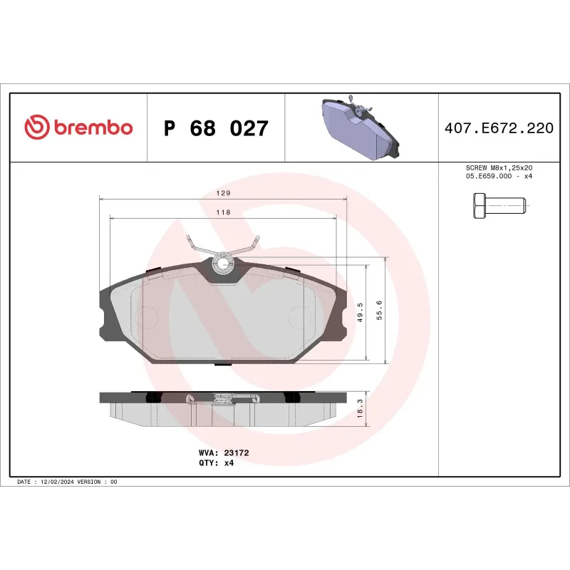 BREMBO P68027 Juego de pastillas de freno