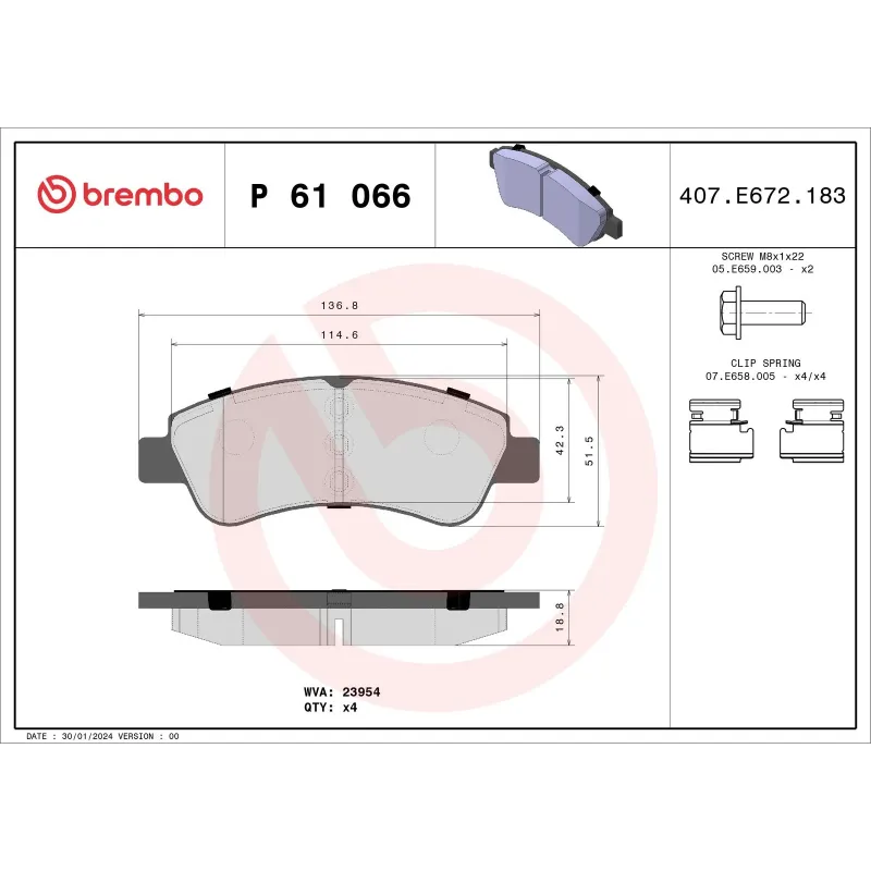 BREMBO P61066 Juego de pastillas de freno