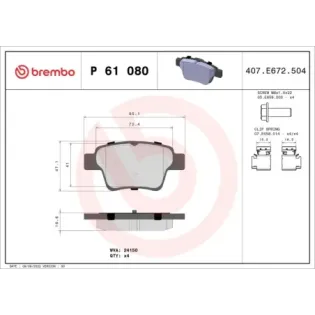 BREMBO P61080 Juego de pastillas de freno