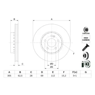 BOSCH 0986479H46 Disco de freno (Unidad)
