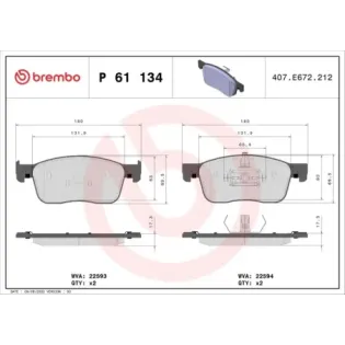 BREMBO P61134 Juego de pastillas de freno