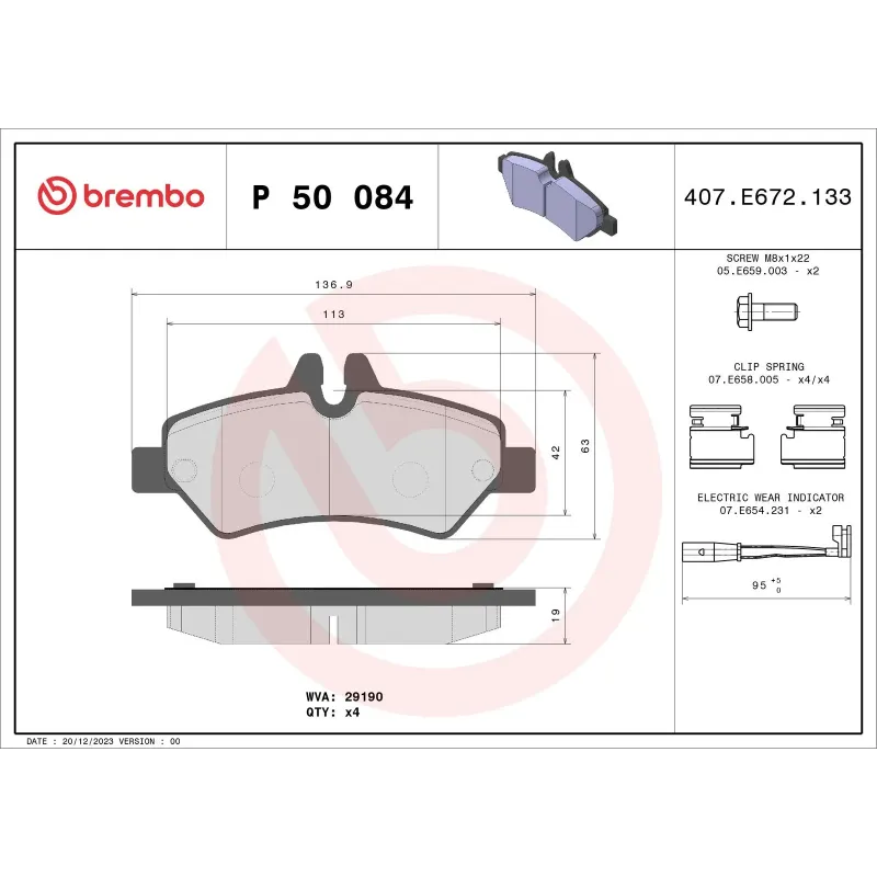 BREMBO P50084 Juego de pastillas de freno