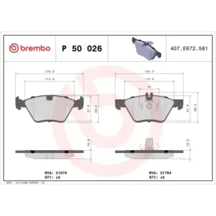 BREMBO P50026 Juego de pastillas de freno