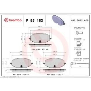 BREMBO P85182 Juego de pastillas de freno