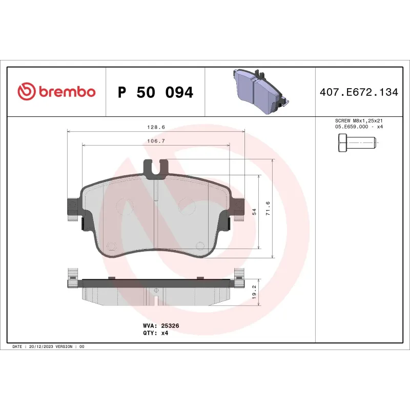 BREMBO P50094 Juego de pastillas de freno