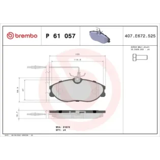BREMBO P61057 Juego de pastillas de freno