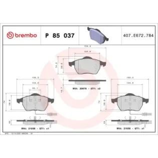 BREMBO P85037 Juego de pastillas de freno