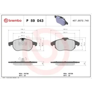 BREMBO P59043 Juego de pastillas de freno