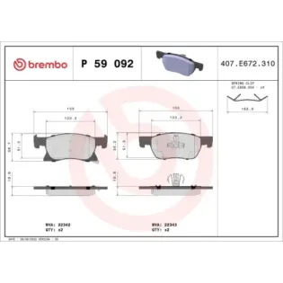 BREMBO P59092 Juego de pastillas de freno