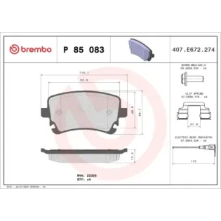 BREMBO P85083 Juego de pastillas de freno
