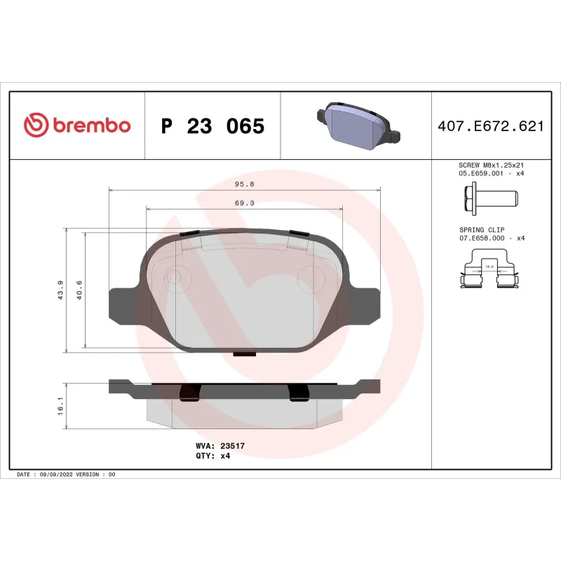 BREMBO P23065 Juego de pastillas de freno