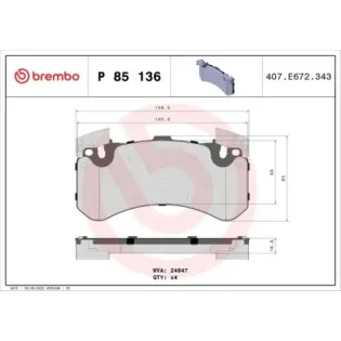 BREMBO P85136 Juego de pastillas de freno