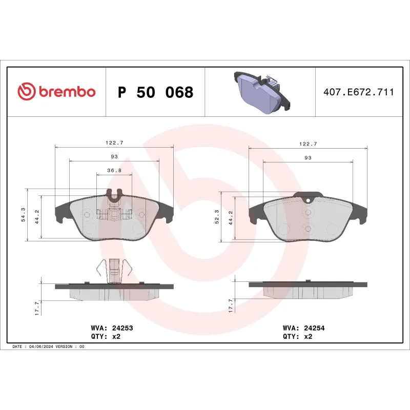 BREMBO P50068 Juego de pastillas de freno