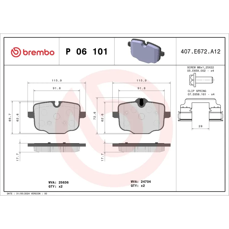BREMBO P06101 Juego de pastillas de freno