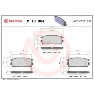 BREMBO P10004 Juego de pastillas de freno