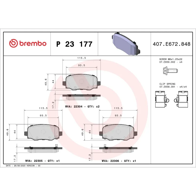 BREMBO P23177 Juego de pastillas de freno