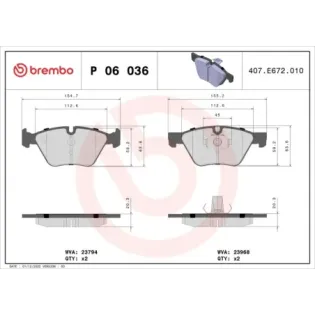 BREMBO P06036 Juego de pastillas de freno