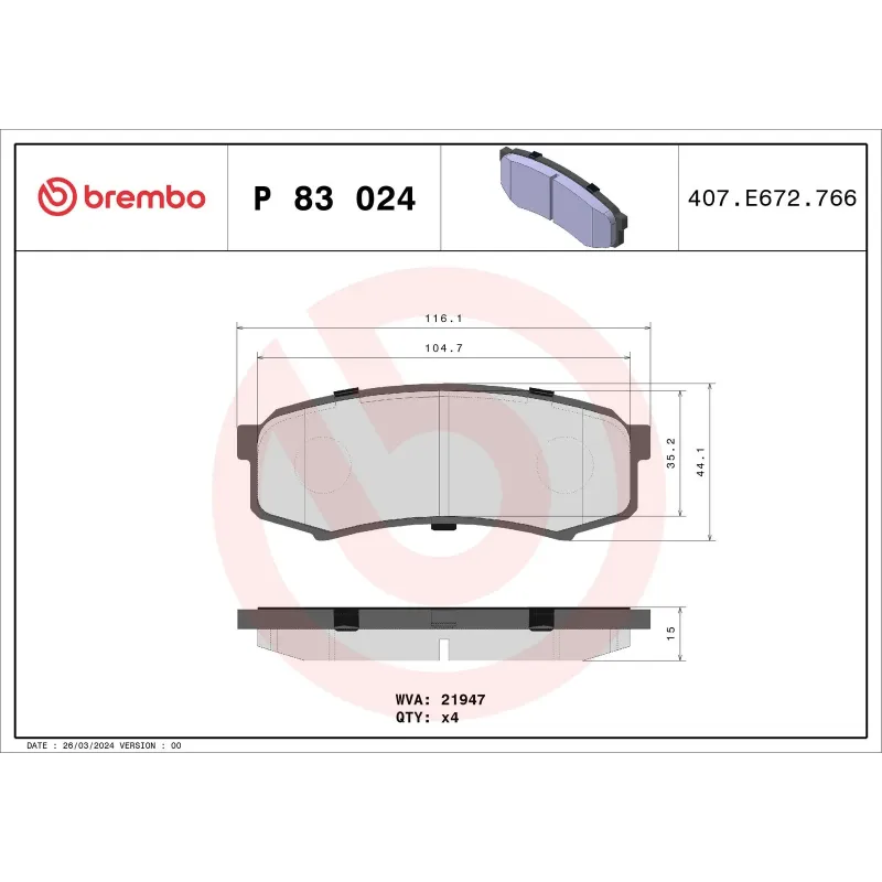 BREMBO P83024 Juego de pastillas de freno