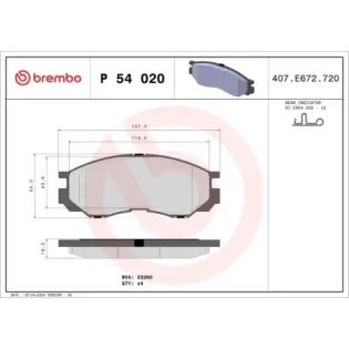 BREMBO P54020 Juego de pastillas de freno