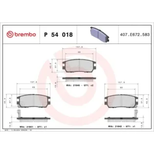 BREMBO P54018 Juego de pastillas de freno
