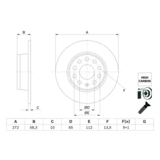 BOSCH 0986479F23 Disco de freno (Unidad)