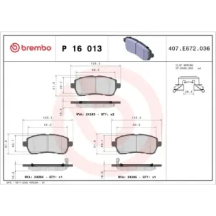 BREMBO P16013 Juego de pastillas de freno