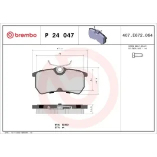 BREMBO P24047 Juego de pastillas de freno