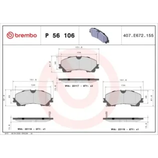 BREMBO P56106 Juego de pastillas de freno