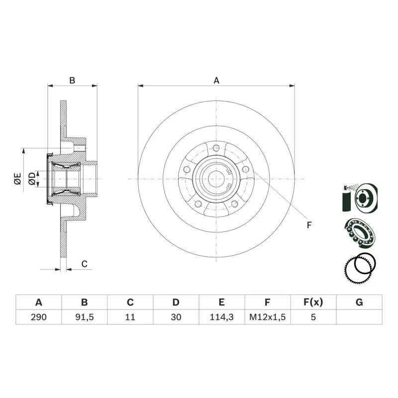 BOSCH 0986479F42 Disco de freno (Unidad)