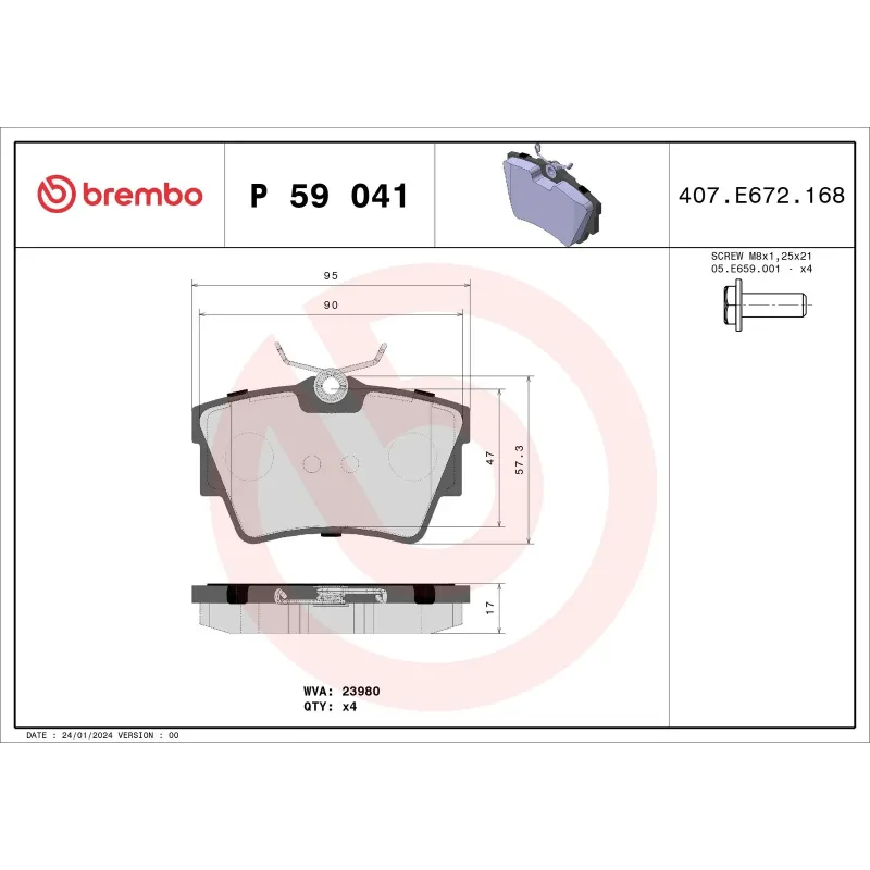 BREMBO P59041 Juego de pastillas de freno