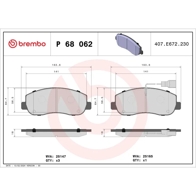 BREMBO P68062 Juego de pastillas de freno
