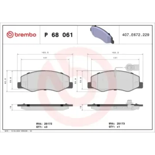 BREMBO P68061 Juego de pastillas de freno