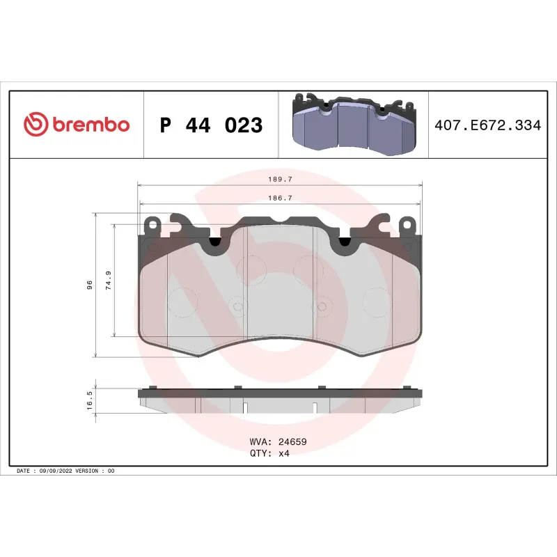 BREMBO P44023 Juego de pastillas de freno