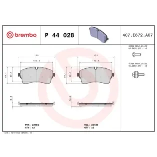 BREMBO P44028 Juego de pastillas de freno