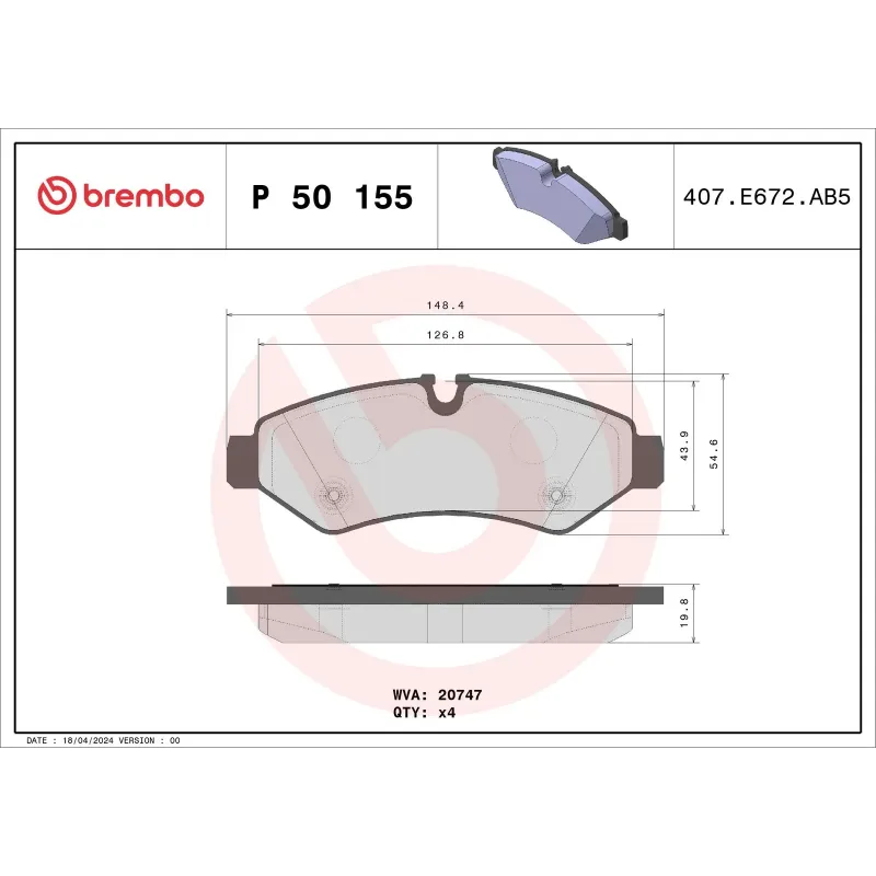 BREMBO P50155 Juego de pastillas de freno