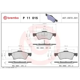 BREMBO P11015 Juego de pastillas de freno