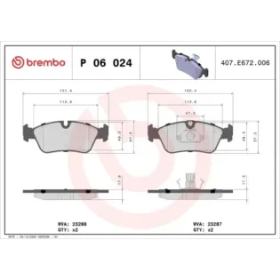 BREMBO P06024 Juego de pastillas de freno