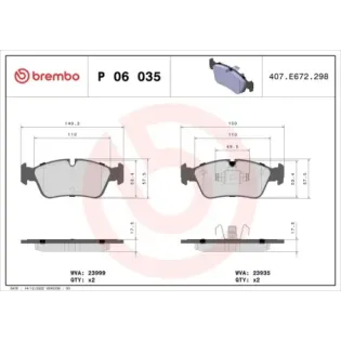 BREMBO P06035 Juego de pastillas de freno