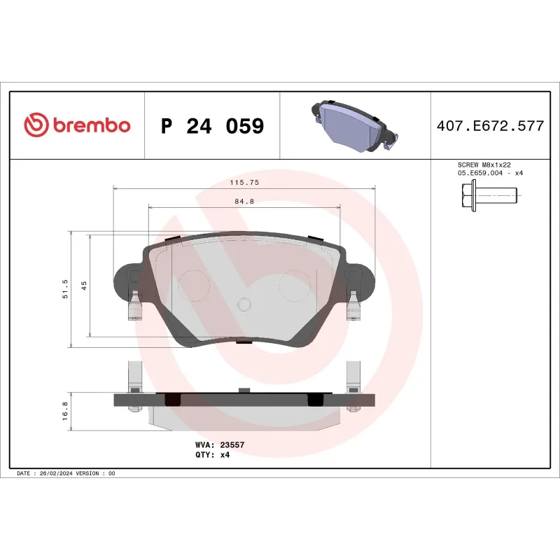 BREMBO P24059 Juego de pastillas de freno