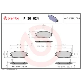 BREMBO P30024 Juego de pastillas de freno
