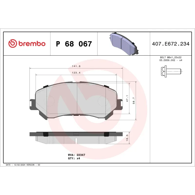 BREMBO P68067 Juego de pastillas de freno