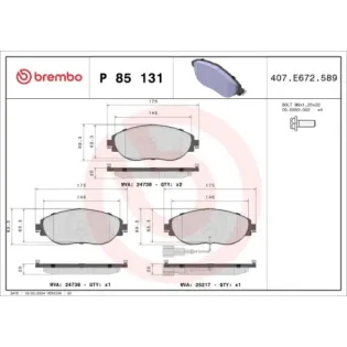 BREMBO P85131 Juego de pastillas de freno