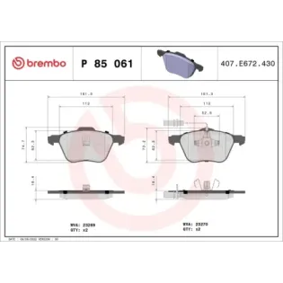 BREMBO P85061 Juego de pastillas de freno