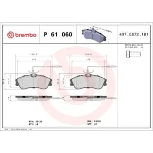 BREMBO P61060 Juego de pastillas de freno