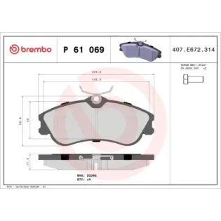 BREMBO P61069 Juego de pastillas de freno