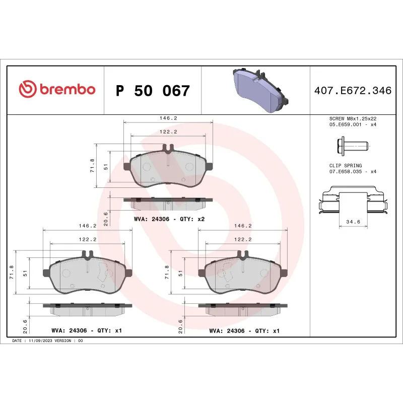 BREMBO P50067 Juego de pastillas de freno